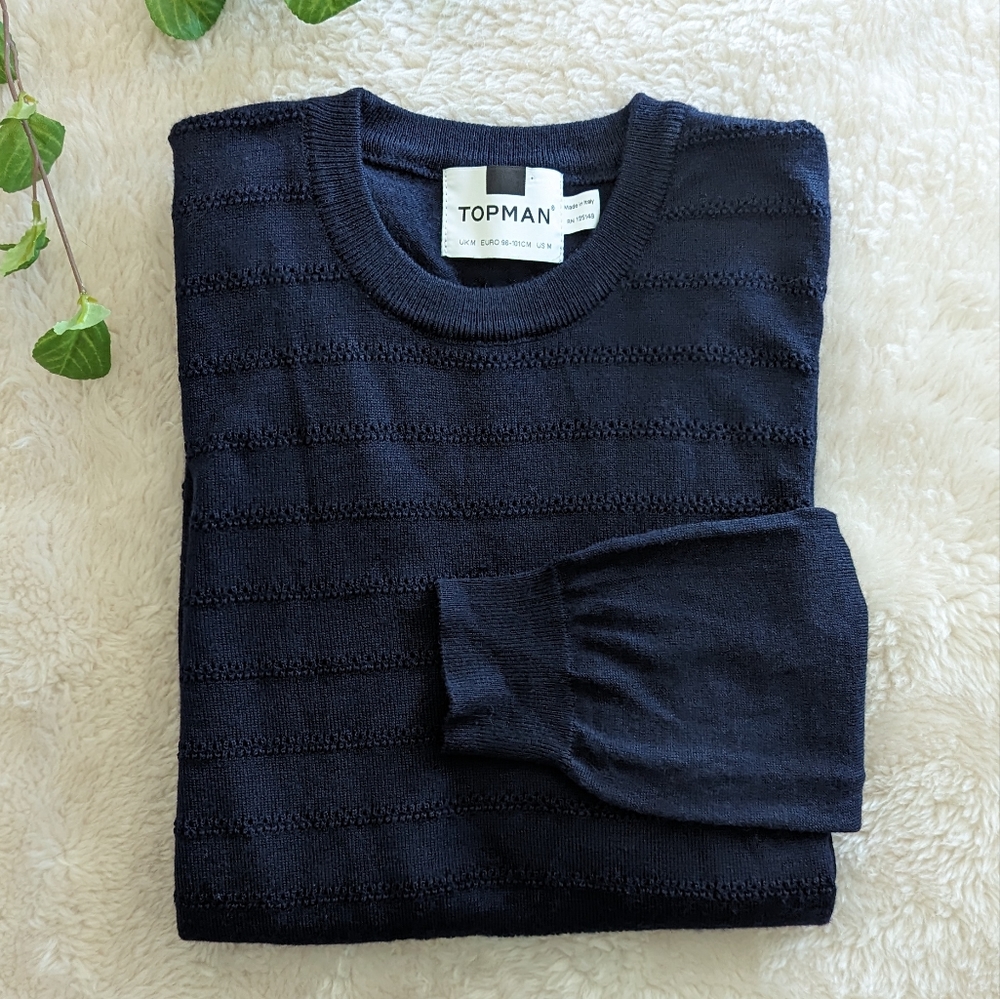 Topman | Knit Crewneck Navy Sweater - Picture 1 of 9